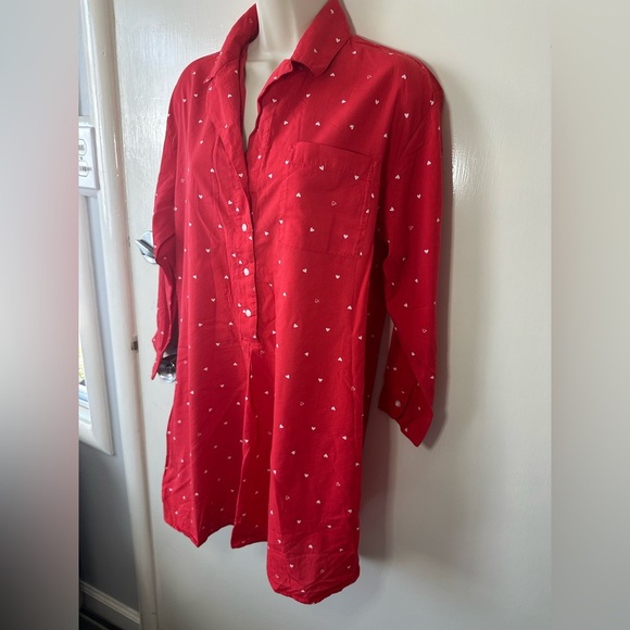 Maternity Old Navy Red Shirts dress with White Heart Design size S - Picture 2 of 5